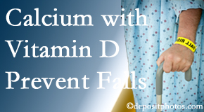 Calcium and vitamin D supplementation may be recommended to Millville chiropractic patients who are at risk of falling.