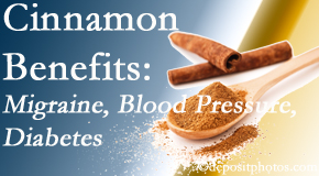 Wilson Family Chiropractic shares research on the benefits of cinnamon for migraine, diabetes and blood pressure.