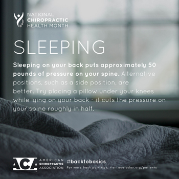 Wilson Family Chiropractic recommends putting a pillow under your knees when sleeping on your back.