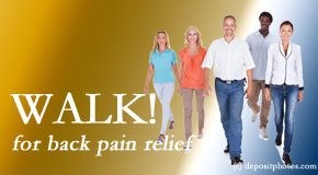 Wilson Family Chiropractic urges Millville back pain sufferers to walk to lessen back pain and related pain.