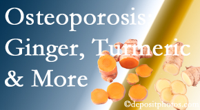Wilson Family Chiropractic shares benefits of ginger, FLL and turmeric for osteoporosis care and treatment.
