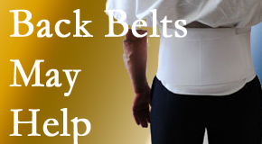 Millville back pain sufferers wearing back support belts are supported and reminded to move carefully while healing.